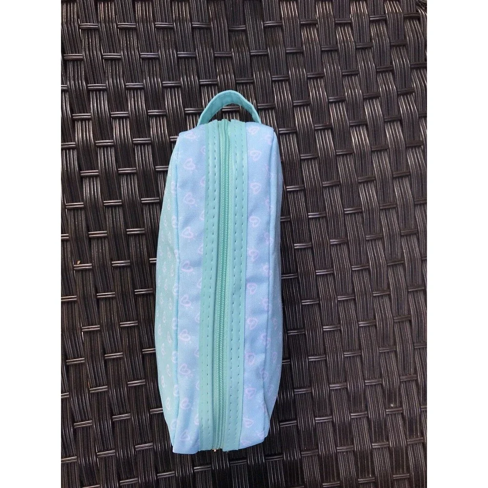 New Pampers Zipper Travel Pouch Teal Holds Diapers Wipes Zip Up Small Bag Hearts